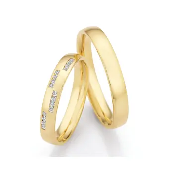 Polierte Gelbold Eheringe mit mehreren Diamantenclustern