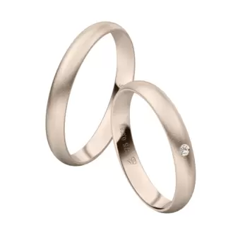 Herbstgold Eheringe mit sandmatter Oberfläche mit Diamanten
