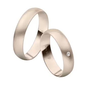 Herbstgold Eheringe mit Diamanten und Sandmattierung in 4,5 mm