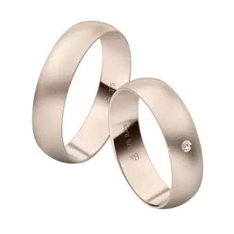 Herbstgold Eheringe mit Diamanten und Sandmattierung