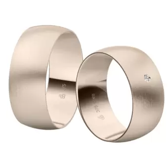 Herbstgold Eheringe mit 0,01 Karat Diamanten längsmatt