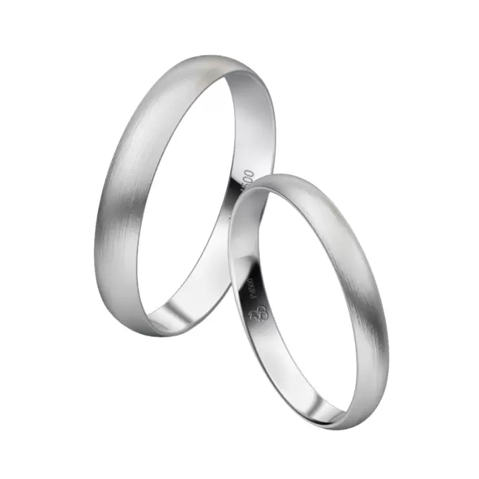 Eheringe aus Palladium 500 in 3 und 4 mm Breite mit Mattierung