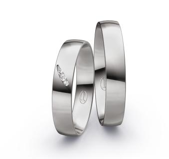 Eheringe aus poliertem Palladium 500 mit Diamanten in Kanalfassung