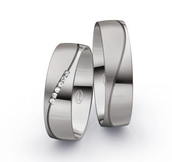 Eheringe aus Palladium 500 mit Diamanten und zwei Oberflächen