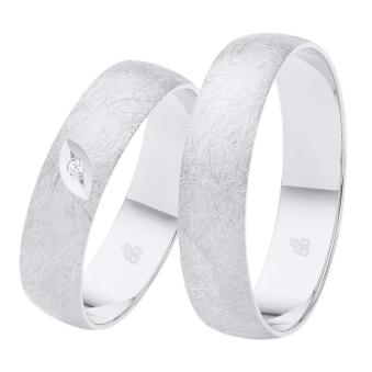 Platin Eheringe mit Eismattierung mit Diamanten