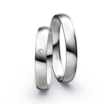 Trauringe aus Platin mit Diamanten in polierter Gestaltung