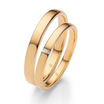 Polierte 2,5 mm Breite Sommergold Ringe mit 0,01 Karat Brillanten