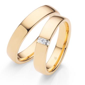 4,5 mm Breite Sommergold Ringe mit einem Diamanten