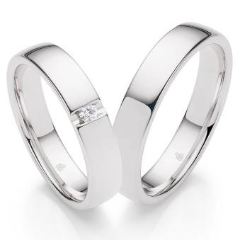 Ringe aus poliertem Weißgold mit einem 0,05 Karat Diamanten
