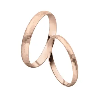 Roségold Eheringe mit Hammerschlag-Oberfläche in zwei Breiten