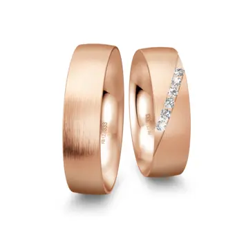 Rotgold Eheringe mit 6 Diamanten je 0,025 Karat in 6 mm Breite