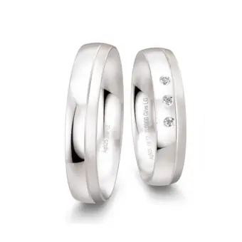 Trauringe aus Silber poliert/mattiert mit 3 Labor Diamanten