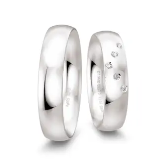 Eheringe aus glänzendem Silber 925 mit 5 Labor Diamanten