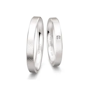 Silber 925 Trauringe mit Labor Diamant und flacher Außenform