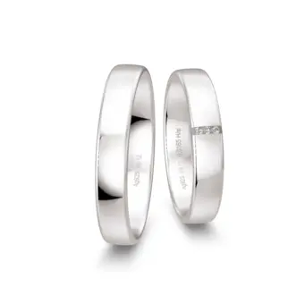 Silber 925 Eheringe mit 3 Diamanten und Polierung in 4 mm