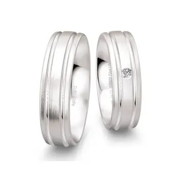 Breite Silber 925 Trauringe mit Labor Diamanten und zwei Rillen