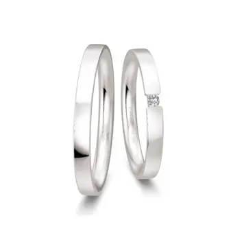 Sehr schmale Trauringe aus Silber 925 mit Labor Diamanten und Polierung