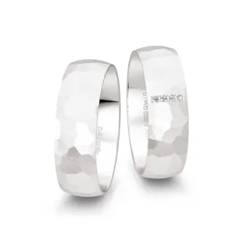 Breite markante 925er Silber Trauringe mit 4 Labor-Diamanten