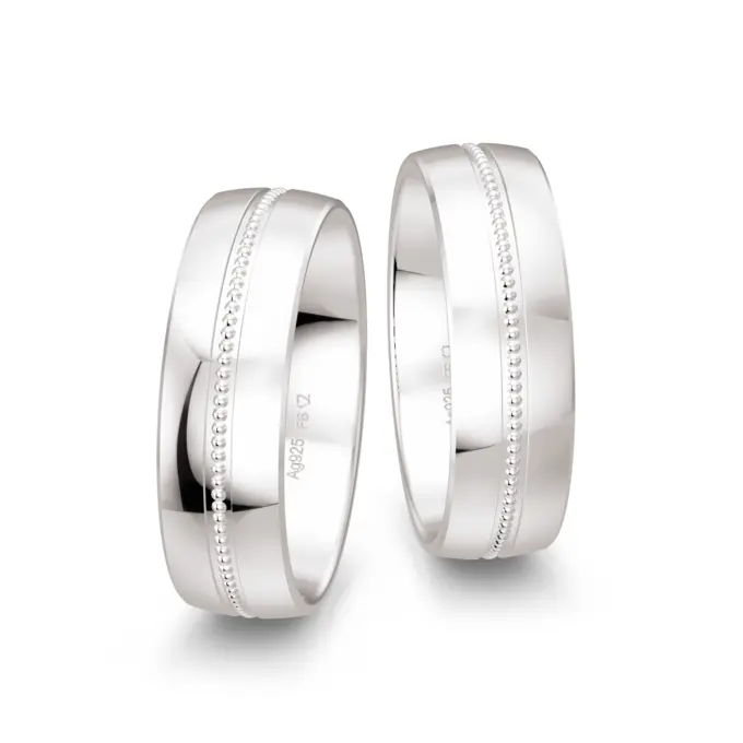 Breite 925er Silber Trauringe mit Polierung und Millgriff