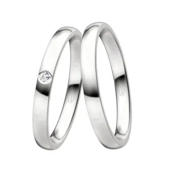 Eheringe aus poliertem Silber 925 mit Diamanten in 2,5 mm Breite