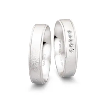 925er Silber Trauringe in Sandmattierung mit 5 Labor-Diamanten