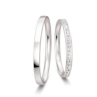Eheringe aus Silber 925 mit 26 Diamanten und Polierung