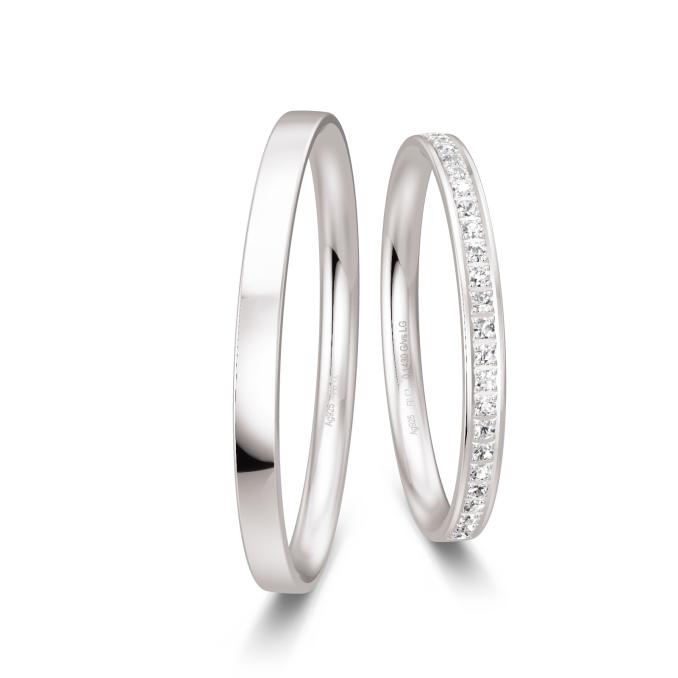 Eheringe aus Silber 925 mit 26 Diamanten und Polierung