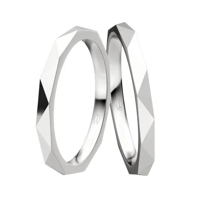 Schmale Silber 925 Eheringe mit geometrischem Design