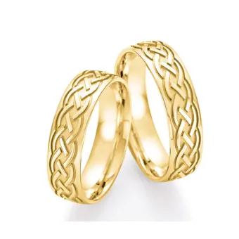 Eheringe aus Gelbgold mit keltischem poliertem Muster