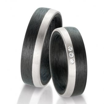 Aufnahme von Carbon Partnerringen mit Palladium 500 Rand und 3 Brillanten