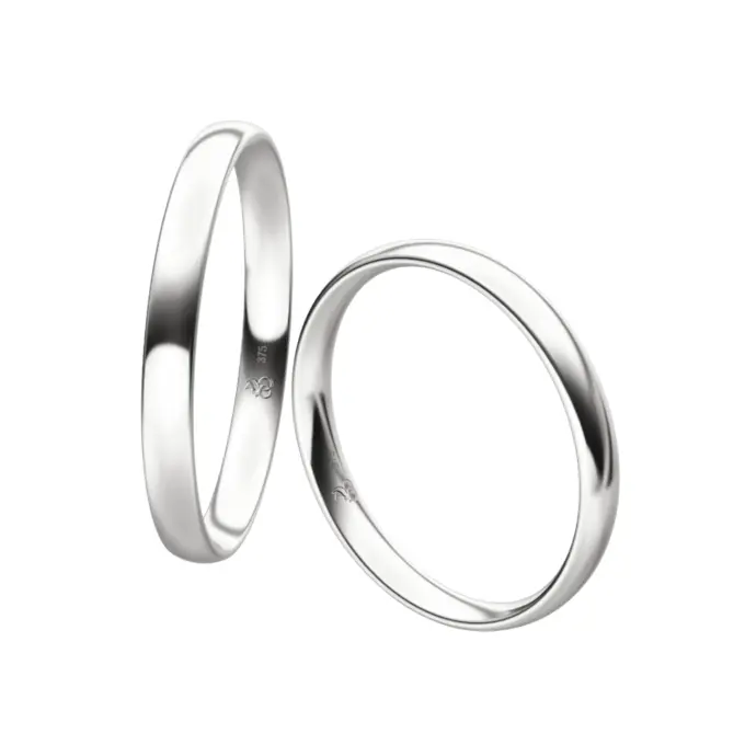Weißgold Eheringe mit polierter Oberfläche und 1,2 mm Stärke
