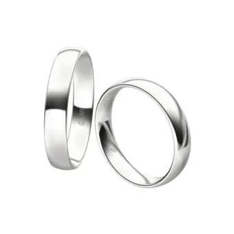 Eheringe aus poliertem Weißgold mit 1,4 mm Stärke und 4 mm Breite