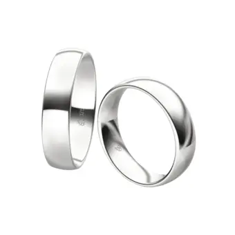 Eheringe aus Weißgold mit 1,5 mm Stärke und 5 mm Breite und Polierung