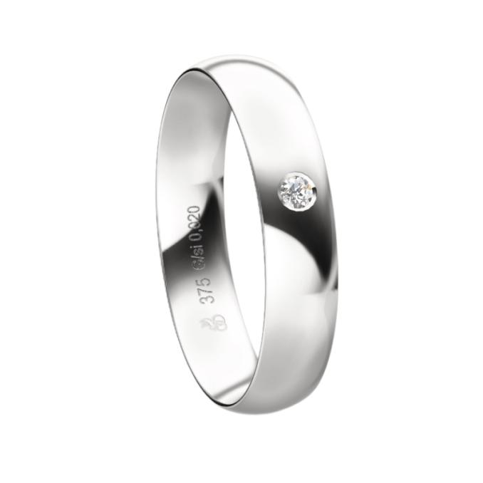 Plagentum Trauring poliert in 4 mm mit Diamanten