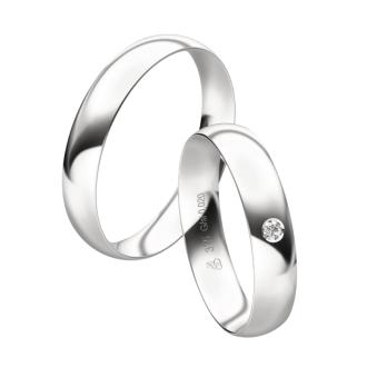 Weißgold Trauringe poliert in 4 mm mit Diamanten