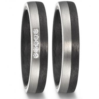 eheringe trauringe carbon palladium bicolor diamant maserung elegant