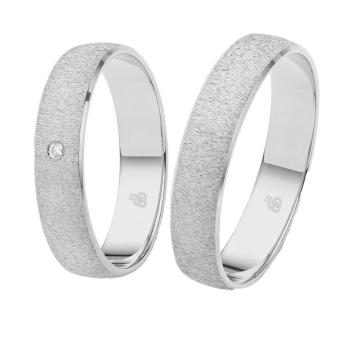 Palladium Eheringe mit einem Diamanten und Strukturierung