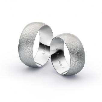 Aufnahme von Eheringen aus eismattiertem Palladium 500 mit Diamanten
