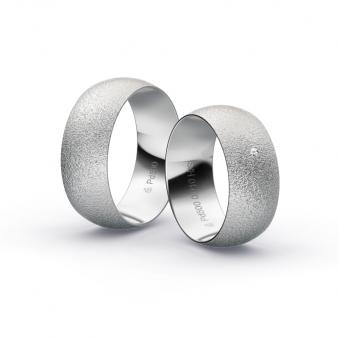 Palladium 500 Eheringe mit Diamanten und Körnung in 8 mm Breite