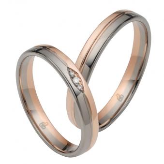 Aufnahme von Eheringen aus Roségold&Palladium mit Diamant poliert