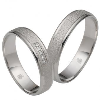 Besondere Eheringe aus Palladium 500 mit Diamanten und matter Strukturierung 8926964