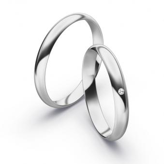 Aufnahme von schlichten polierten Palladium 500 Eheringe mit Diamanten in 3 mm