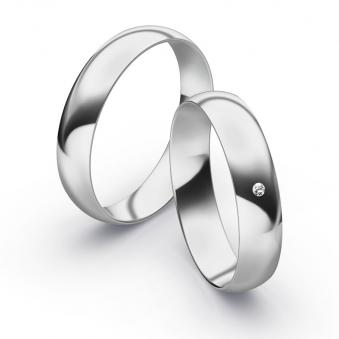 Aufnahme von schlichten polierten Palladium 500 Eheringe mit Diamanten in 4,5 mm