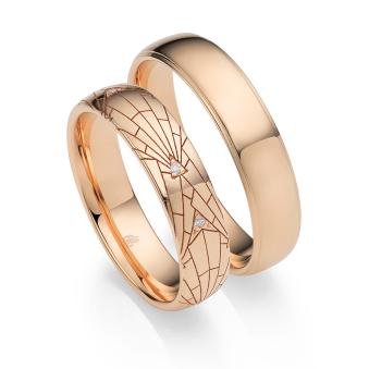 Roségold Eheringe mit Vintage Design und 8 Diamanten
