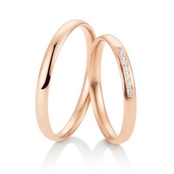 Aufnahme von Roségold Eheringen in schmalem Design mit 7 Diamanten