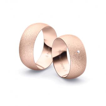 Roségold Eheringe mit Diamanten und Körnung in 8 mm Breite 