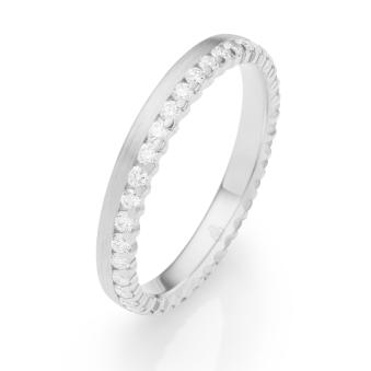 Platin Verlobungsring mit Diamanten am Rand und Mattierung
