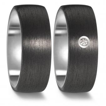 Aufnahme von Carbon & Titan Eheringen mit mattierter Oberfläche und Diamanten 
