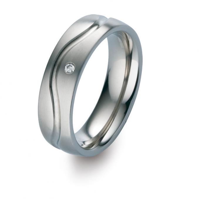 Tolle mattierte Tintanringe Eheringe von TitanFactory mit wellenförmiger Rille und Brillant 51744/00