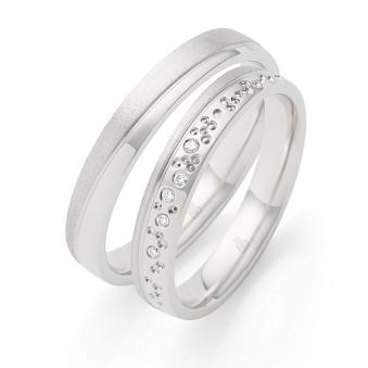 Eheringe aus Weißgold mit Diamanten und Kreismuster